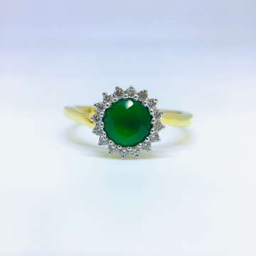 DESIGNING FANCY REAL DIAMOND GREEN STONE RING by 
