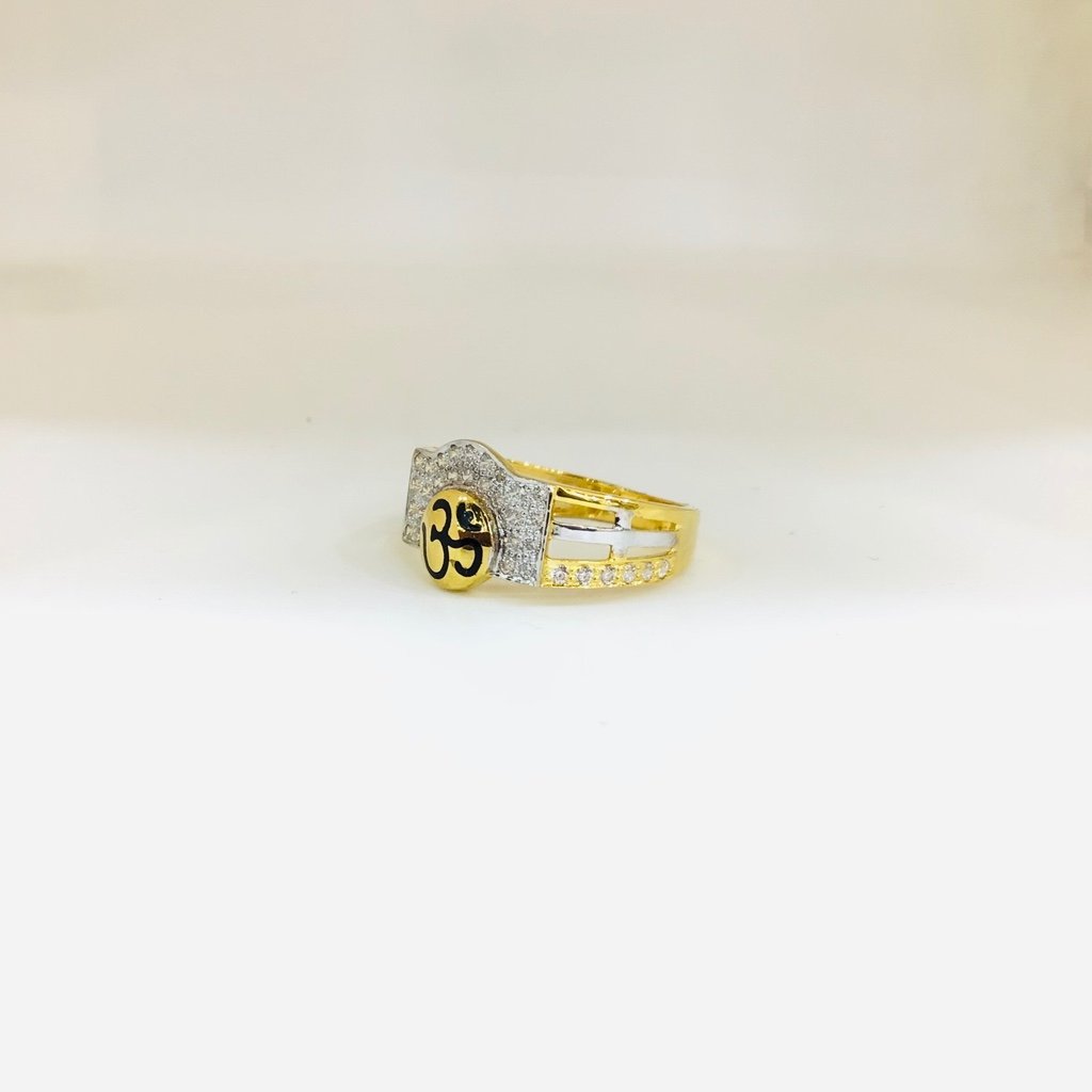 22Kt Yellow Gold OM Ring - RiMs4620 - 22k yellow gold mens ring designed  beautifully with holy Om sign.