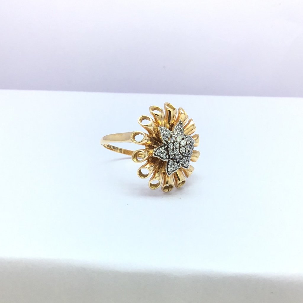 presenting rose gold flower fancy ladies ring