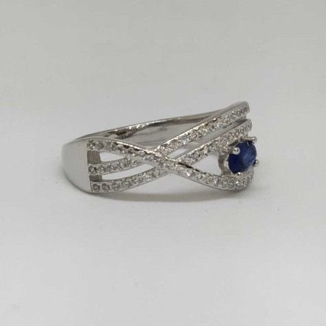 925 Sterling Silver  Fancy Diamond Ladies Ring