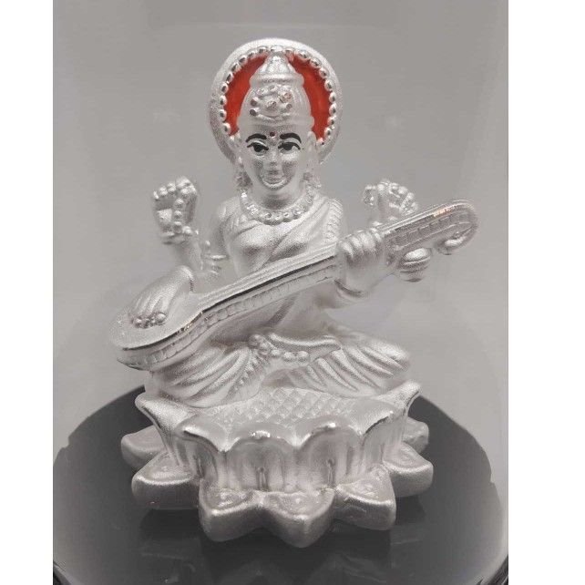 999 pure silver sarswati idols