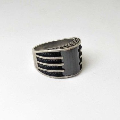 925 Sterling Silver Oxides Designed Gents Ring