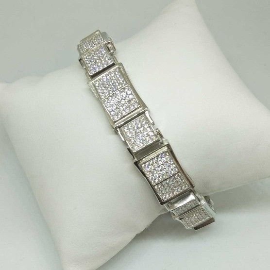 925 Sterling Silver AD Diamond Designed Gents Bracket