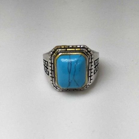 925 Sterling Silver Blue Stone Gents Ring