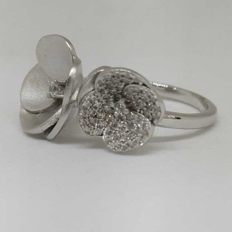 925 Sterling Silver Flower Designer Ladies Ring