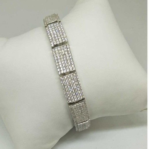 Mens 6 Row .925 Sterling Silver White Diamond Tennis Bracelet Bangle Fanook  3 Ct - JFL Diamonds & Timepieces