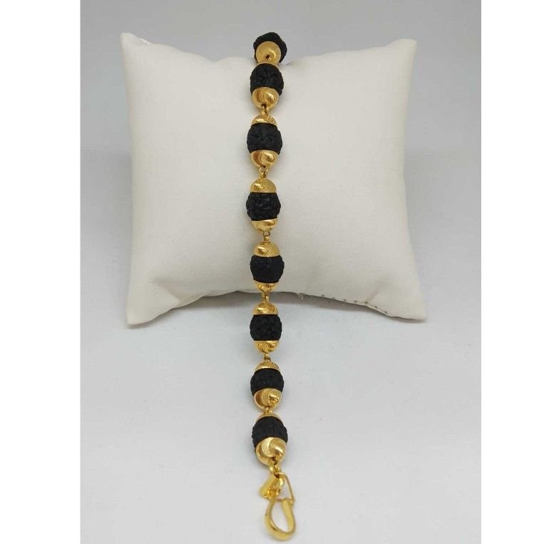 1 Gram Gold Plated 2 Line Glittering Design Rudraksha Bracelet For Men -  Style C712 – Soni Fashion®