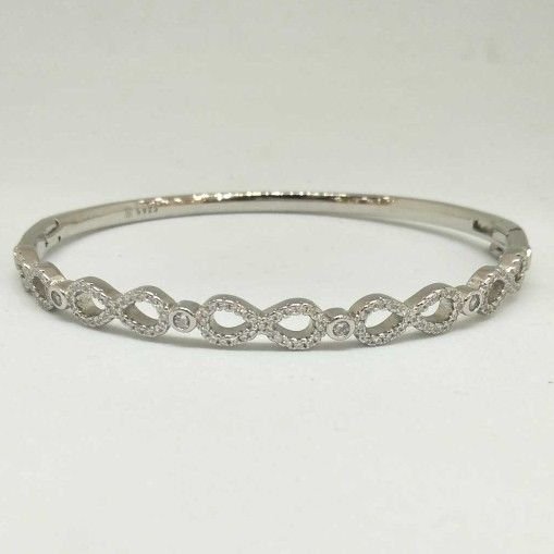 925 Sterling Silver AD Diamond Designed Ladies Bracelet