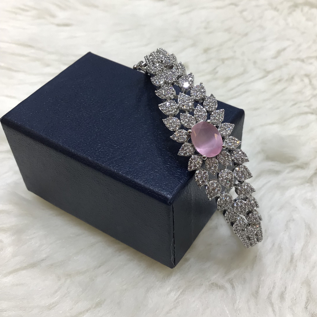 Silver bracelet deals with pink stones