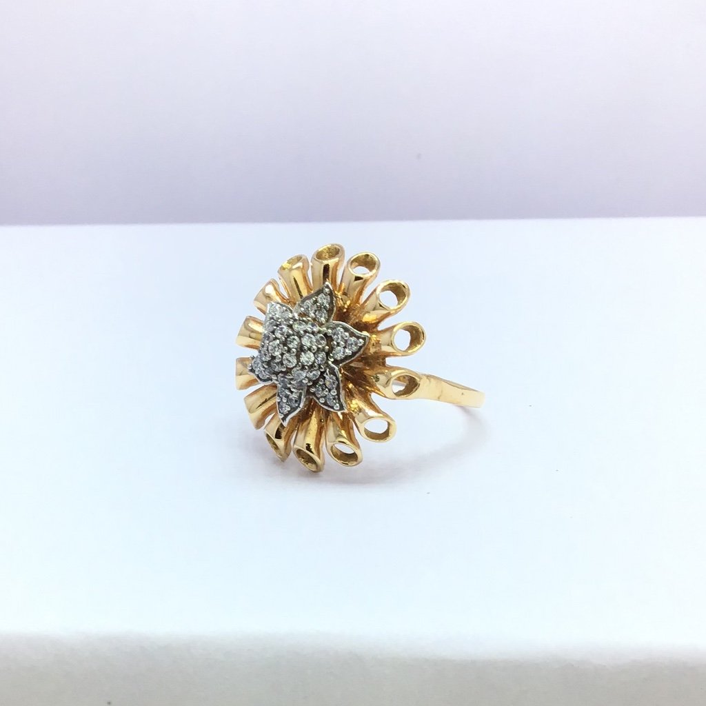 presenting rose gold flower fancy ladies ring