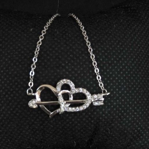 925 sterling silver heart designed pendant chain