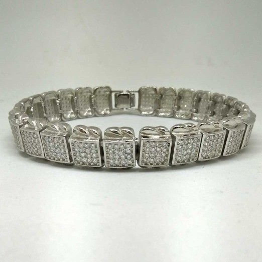925 Sterling Silver Diamond Gents Bracelet
