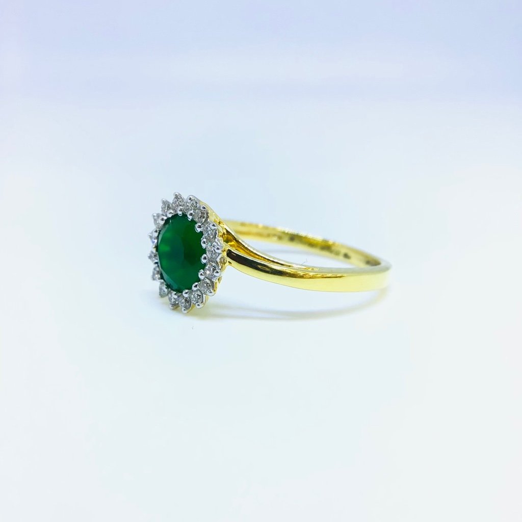 14K Yellow Gold Diamond Oval Green Emerald Ring Stone Birthstone May  Gemstone: 40269980205125